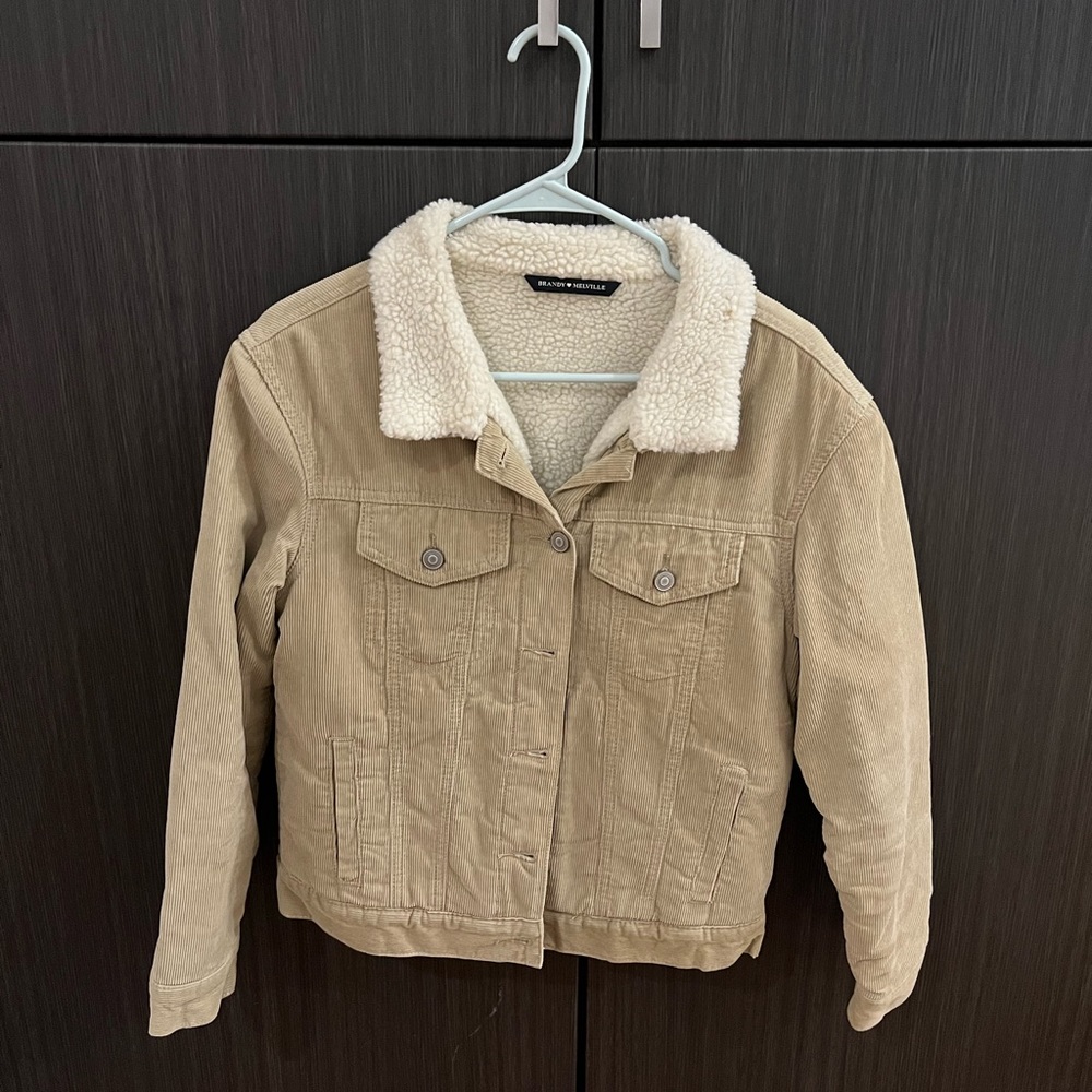 Brandy Melville Corduroy Faux Fur Jacket